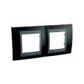 Schneider Unica Top Noir Rhodium liseré Graphite plaque de finition 2 postes 2x2 module