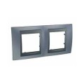 Schneider Unica Top Gris Métal liseré Graphite plaque de finition 2 postes 2x2 modules