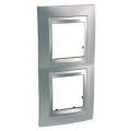 Schneider Unica Top Chrome Satinéliseré Alu plaque de finition 2 postes 2x2 mod.vert.71mm