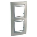 Schneider Unica Top Nickel Mat liseré Alu plaque de finition 2 postes 2x2 mod. vertical 71mm