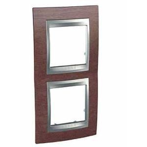 Schneider Unica Top Tabac liseré Alu plaque de finition 2 postes 2x2 mod. vert. 71 mm