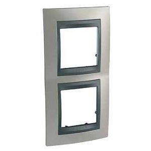 Schneider Unica Top Nickel Matliseré Graphite plaq.de finition 2 postes 2x2 mod.vert.71mm