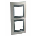 Schneider Unica Top Nickel Matliseré Graphite plaq.de finition 2 postes 2x2 mod.vert.71mm