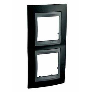 Schneider Unica Top Noir Rhodium liseré Graphite plaq.finition 2postes 2x2 mod.vert.71mm