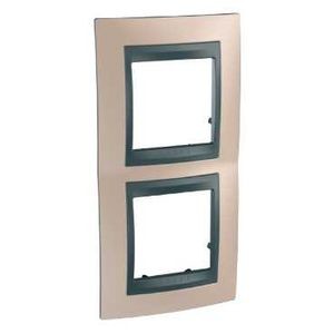 Plaque cuivre d'onyx liseré graphite Schneider Unica 2 postes 2x2 modules vertical