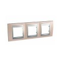 Schneider Unica Top Cuivre Onyx liseré Alu plaque de finition 3 postes 3x2 mod.hor.71mm