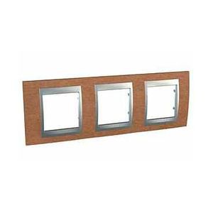 Schneider Unica Top Cerisier liseré Alu plaque de finition 3 postes 3x2 mod..hor.71mm