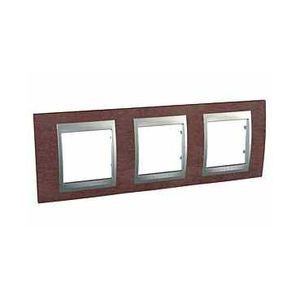 Schneider Unica Top Tabac liseré Alu plaque de finition 3 postes 3x2 modules hor.71mm