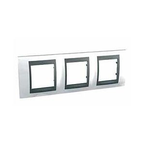 Schneider Unica Top Blanc Techno liseré Graphite plaq.finition 3 postes 3x2 mod.hor.71mm