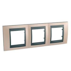 Plaque cuivre onyx liseré graphite Schneider Unica Top 3x2 modules horizontal entraxe 71mm