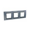 Schneider Unica Top Gris Métal liseré Graphite plaq.finition 3 postes 3x2 mod.hor.71mm