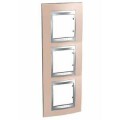 Schneider Unica Top Cuivre Onyx liseré Alu plaque de finition 3 postes 3x2 mod.vert.71mm