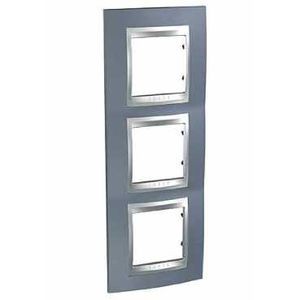Schneider Unica Top Gris Métal liseré Alu plaque de finition 3 postes 3x2 mod.vert.71mm