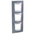Schneider Unica Top Gris Métal liseré Alu plaque de finition 3 postes 3x2 mod.vert.71mm