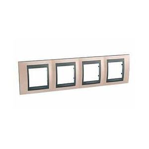 Schneider Unica Top Cuivre Onyx liseré Graphite plaq.finition 4 postes 4x2 mod.hor.71mm