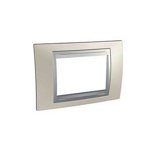 Plaque nickel mat liseré aluminuim Schneider Unica Top 3 modules horizontal