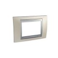 Plaque nickel mat liseré aluminuim Schneider Unica Top 3 modules horizontal