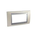 Plaque nickel mat liseré aluminium Schneider Unica Top 4 modules horizontal