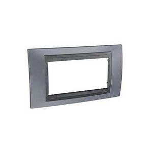 Schneider Unica Top Gris Métal liseré Graphite plaque de finition 4 modules hor. 45mm
