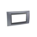 Schneider Unica Top Gris Métal liseré Graphite plaque de finition 4 modules hor. 45mm
