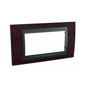 Plaque wengé liseré graphite Schneider Unica Top 4 modules horizontal