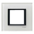 Schneider Unica Class Verre Blanc liseré Noir plaque de finition 1 poste 2 modules