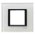 Plaque de Finition Unica Class Schneider Verre Blanc Liseré Noir – 1 Poste – 2 Modules