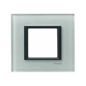 Plaque de Finition Unica Class Schneider Verre Gris Liseré Noir – 1 Poste – 2 Modules