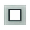 Plaque de Finition Unica Class Schneider Verre Gris Liseré Noir – 1 Poste – 2 Modules