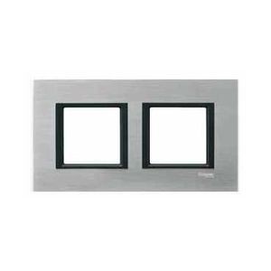Schneider Unica Class Aluminium Ice liseré Noir plaque de finition 2 postes 2x2 mod.71mm