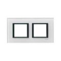Plaque verre blanc liseré noir Schneider Unica Class 2 postes 2x2 modules 71mm