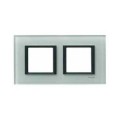 Plaque verre gris liseré noir Schneider Unica Class 2 postes 2x2 modules 71mm