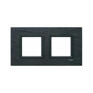 Plaque de finition Unica Schneider Electric - 2 postes - Vertical - Horizontal - Clipsable - Ardoise liseré Noir - IP20 - IK01