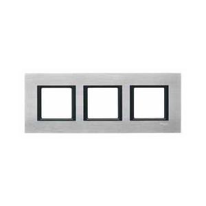 Schneider Unica Class Aluminium Ice liseré Noir plaq. finition 3 postes 3x2 mod.hor.71mm