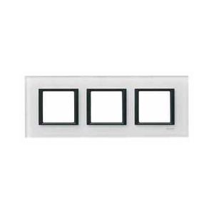 Schneider Unica Class Verre Blanc liseré Noir plaq.de finition 3 postes 3x2mod. hor.71mm