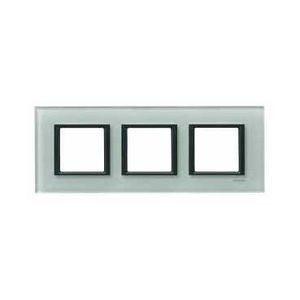 Schneider Unica Class Verre Gris liseré Noir plaq.de finition 3 postes 3x2 mod. hor.71mm