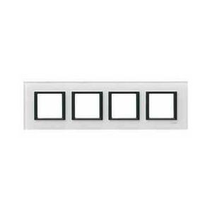 Schneider Unica Class Verre Blanc liseré Noir plaq.de finition 4 postes 4x2 mod.hor.71mm