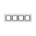 Schneider Unica Class Verre Blanc liseré Noir plaq.de finition 4 postes 4x2 mod.hor.71mm
