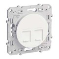 Prise Double RJ45 Blanche Grade 3 pour Multimédia Catégorie 6 STP Fixation à Vis Odace Schneider