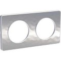 Plaque Aluminium Martelé avec Liseré Blanc 2 Postes Odace Touch Schneider – Montage Horizontal ou Vertical – Entraxe 71 mm