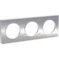 Plaque aluminium martelé avec liseré blanc Schneider Odace Touch 3 postes entraxe 71mm