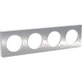 Plaque aluminium martelé liseré blanc Schneider Odace Touch 4 postes entraxe 71mm