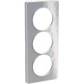 Schneider Odace Touch plaque Aluminium martelé avec liseré Blanc 3 postes verticaux 57 mm