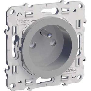 Prise de courant 2P aluminium Schneider Odace connexion à vis fixation à vis 