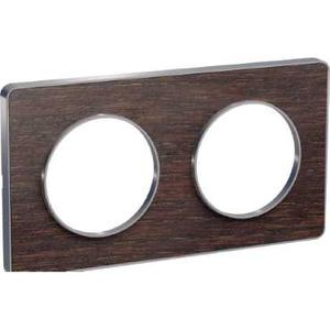 Schneider Odace Touch plaque Wengé avec liseré Alu 2 postes horiz. ou vert. entraxe 71 mm