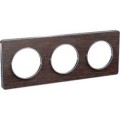 Plaque wengé avec liseré aluminium Schneider Odace Touch 3 postes entraxe 71mm