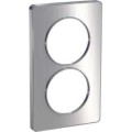 Odace Touch, plaque Aluminium brossé liseré Alu 2 postes verticaux entraxe 57 mm