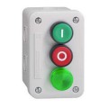 BOITE  BP VERT I 1 NO  PB ROUGE O 1 NC  VOYANT VERT LED 24V