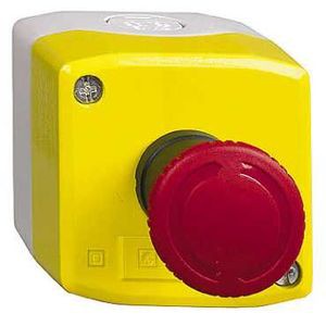Harmony boite jaune 1 arrêt d'urgence rouge Ø40 tourner pour déverrouiller 1F+2O