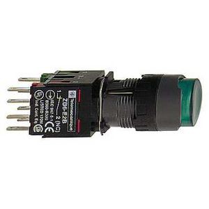 boutonpoussoir lumineux vert diam 16 à impulsion dépassant 24 V 1O plus 1F